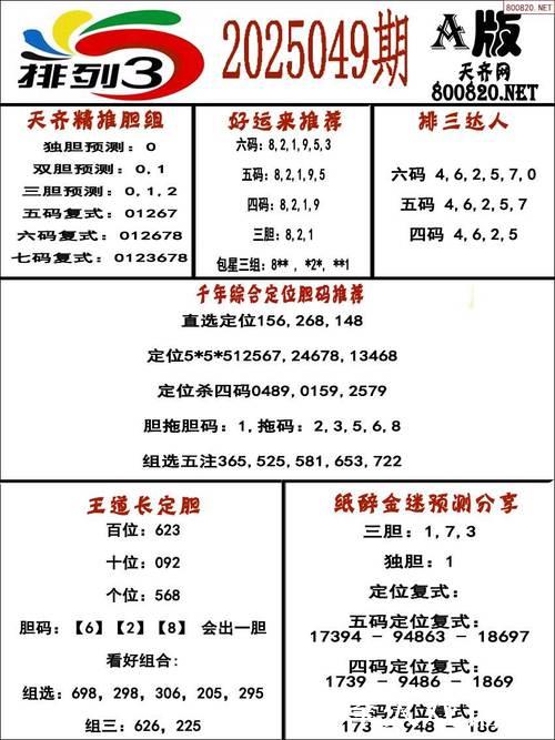 016期老刀排列三预测奖号：精选一注推荐